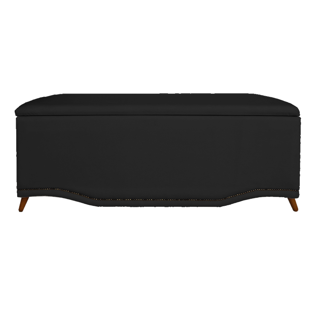 Calçadeira Recamier Baú Casal King 195cm Greta Suede Preto - DS Estofados