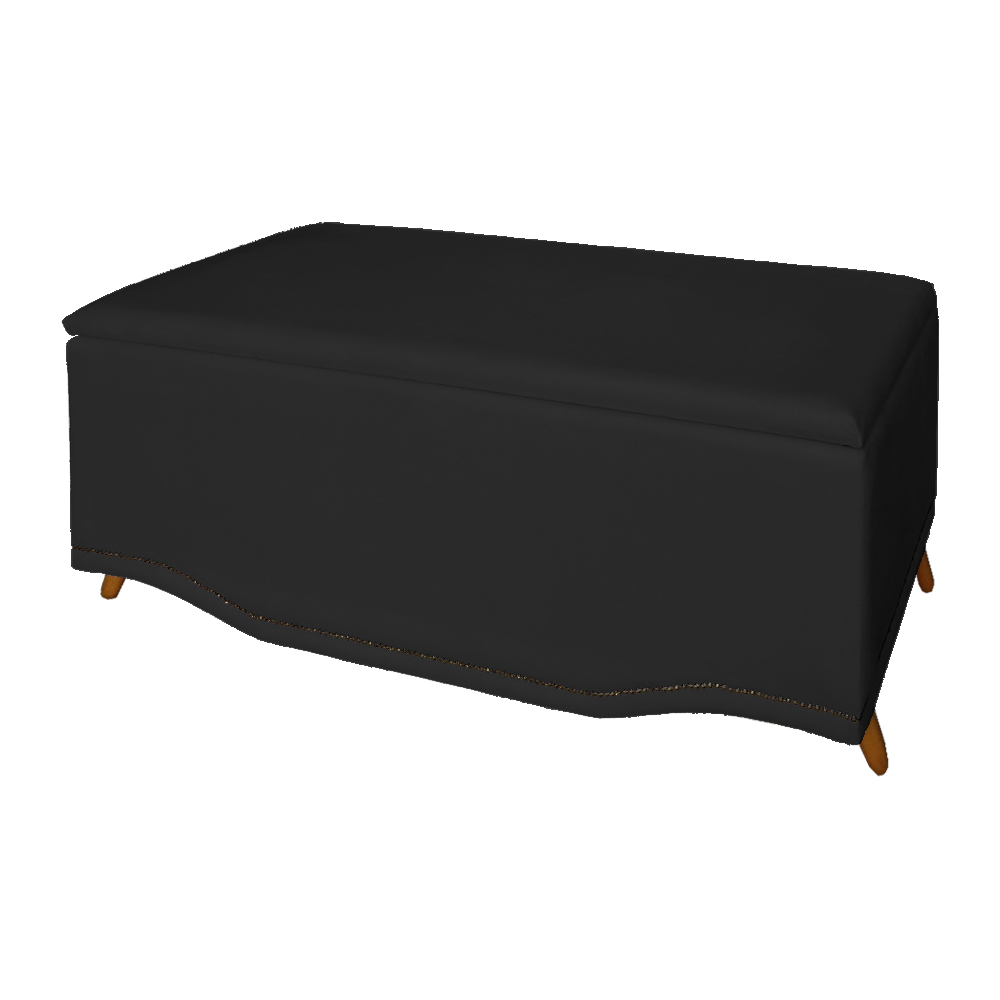Calçadeira Recamier Baú Casal King 195cm Greta Suede Preto - DS Estofados