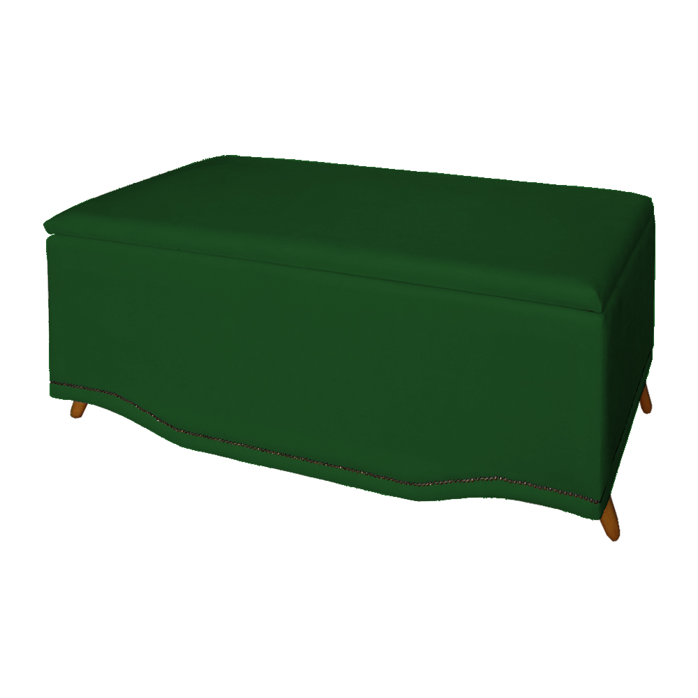 Calçadeira Recamier Baú Casal King 195cm Greta Suede Verde - DS Estofados