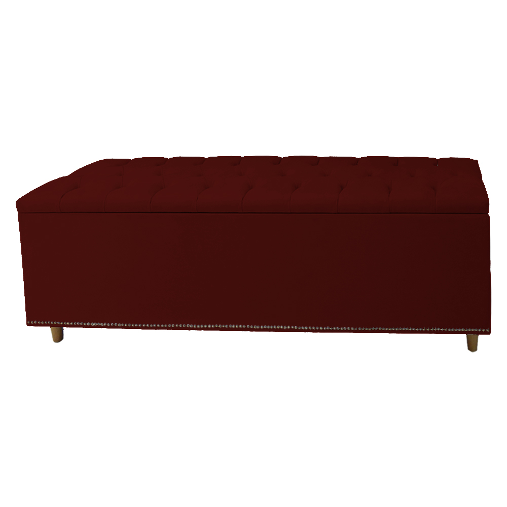 Calçadeira Recamier Baú Casal Queen 160cm Diana Suede Bordô - Dellas Store