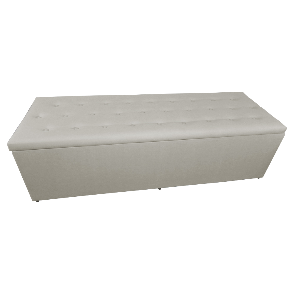 Calçadeira Recamier Baú Casal Queen 160cm Juliana Para Cama Box Suede Bege - DS Estofados