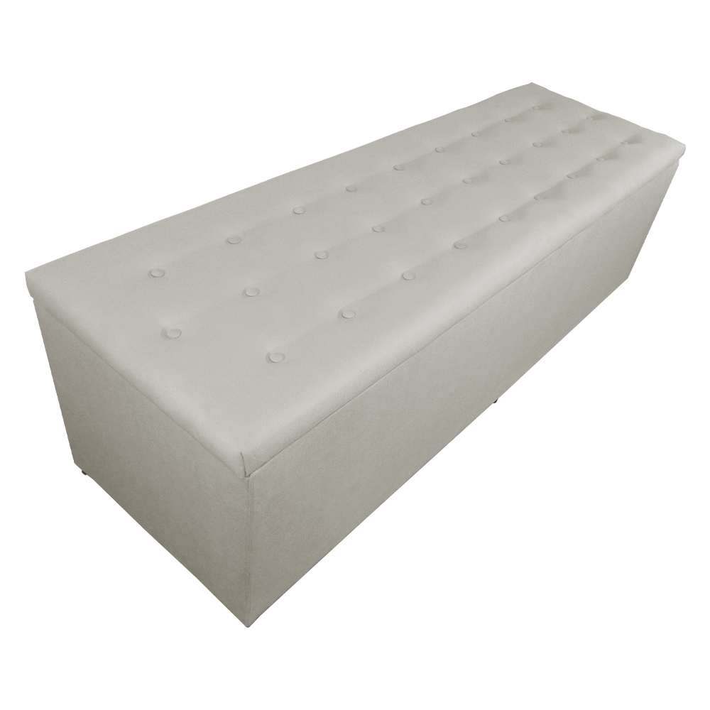 Calçadeira Recamier Baú Casal Queen 160cm Juliana Para Cama Box Suede Bege - DS Estofados