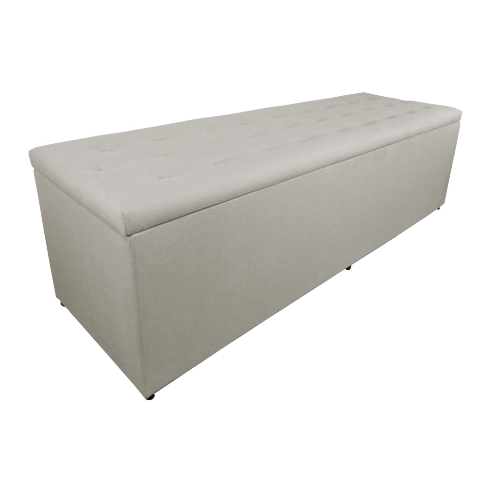 Calçadeira Recamier Baú Casal Queen 160cm Juliana Para Cama Box Suede Bege - DS Estofados