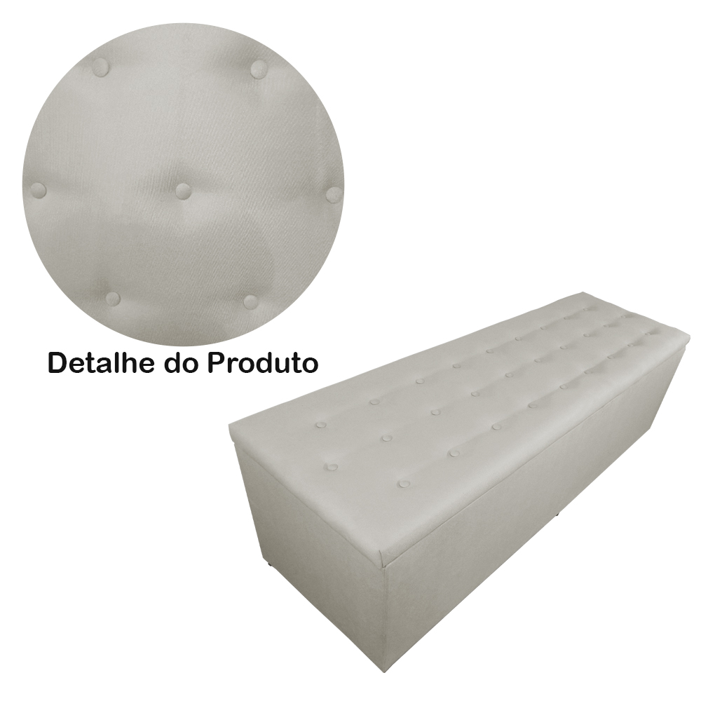 Calçadeira Recamier Baú Casal Queen 160cm Juliana Para Cama Box Suede Bege - DS Estofados