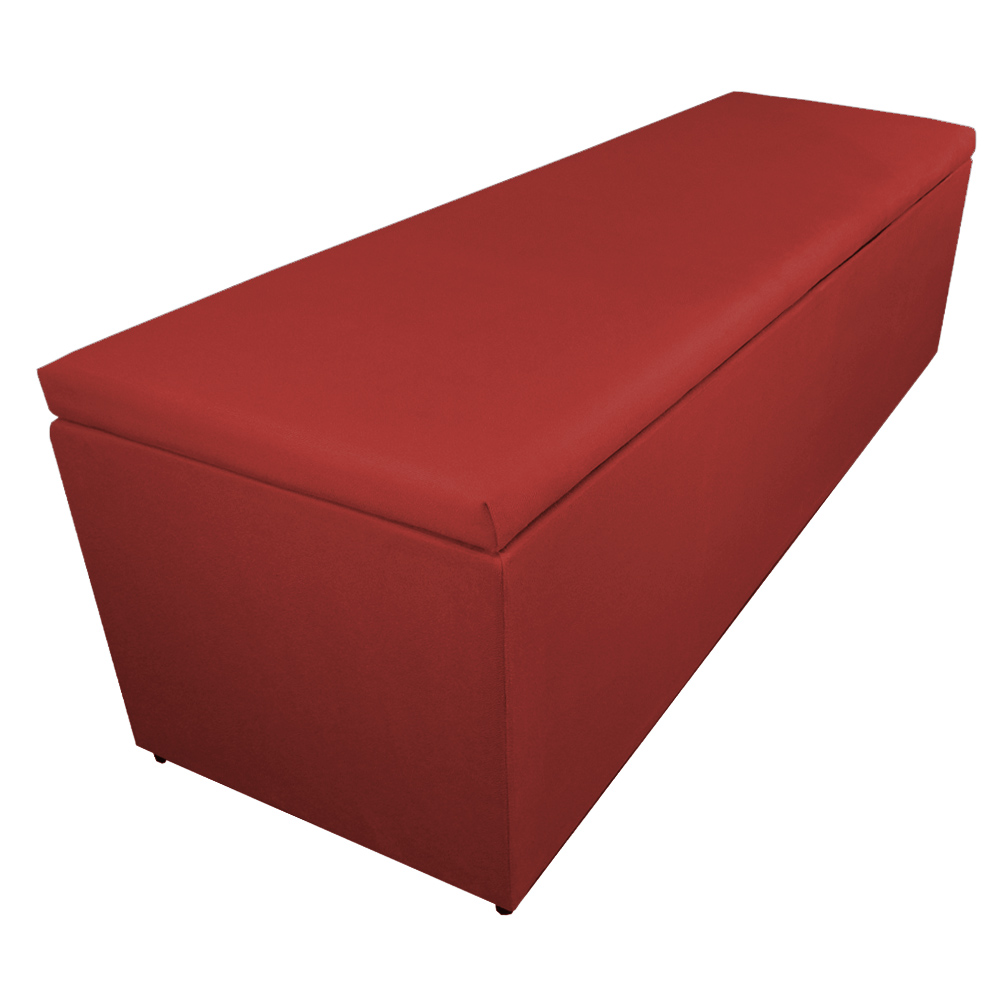 Calçadeira Recamier Baú Solteiro 90cm Eva Suede Vermelho