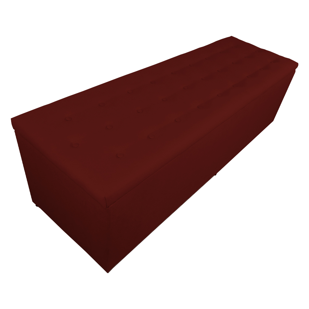Calçadeira Recamier Baú Solteiro 90cm Juliana Para Cama Box Suede Bordô - DS Estofados