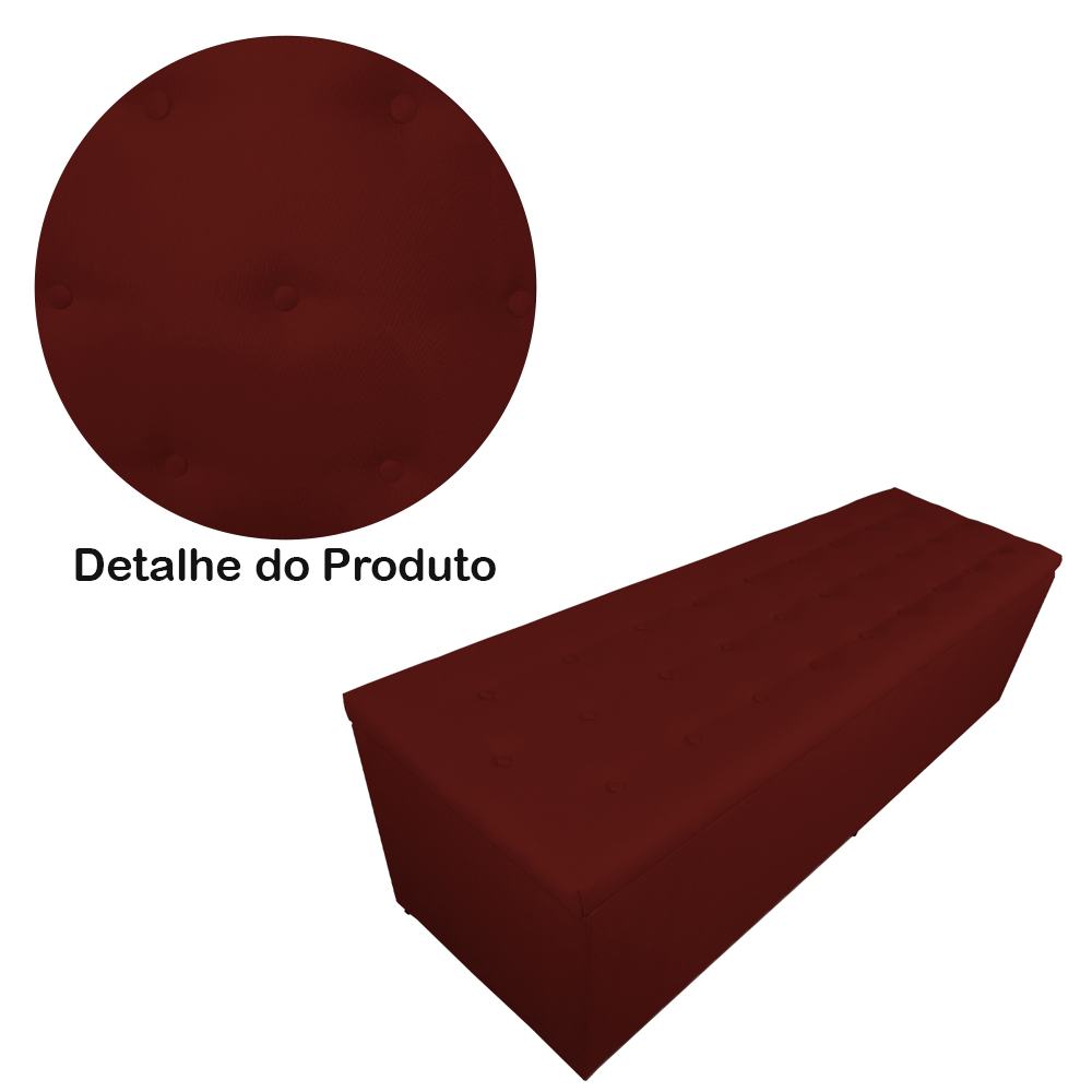 Calçadeira Recamier Baú Solteiro 90cm Juliana Para Cama Box Suede Bordô - DS Estofados