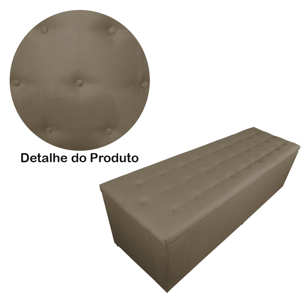 Calçadeira Recamier Baú Solteiro 90cm Juliana Para Cama Box Suede Capuccino - DS Estofados