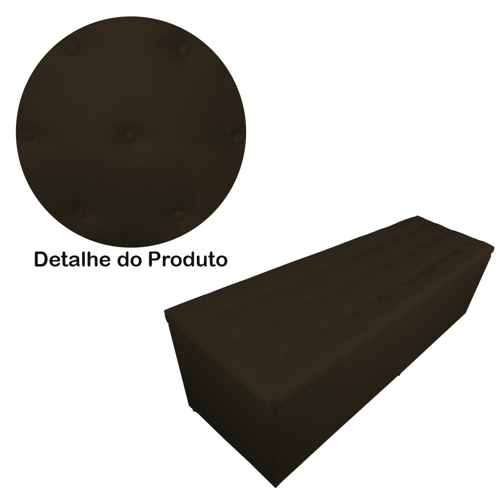 Calçadeira Recamier Baú Solteiro 90cm Juliana Para Cama Box Suede Marrom - DS Estofados