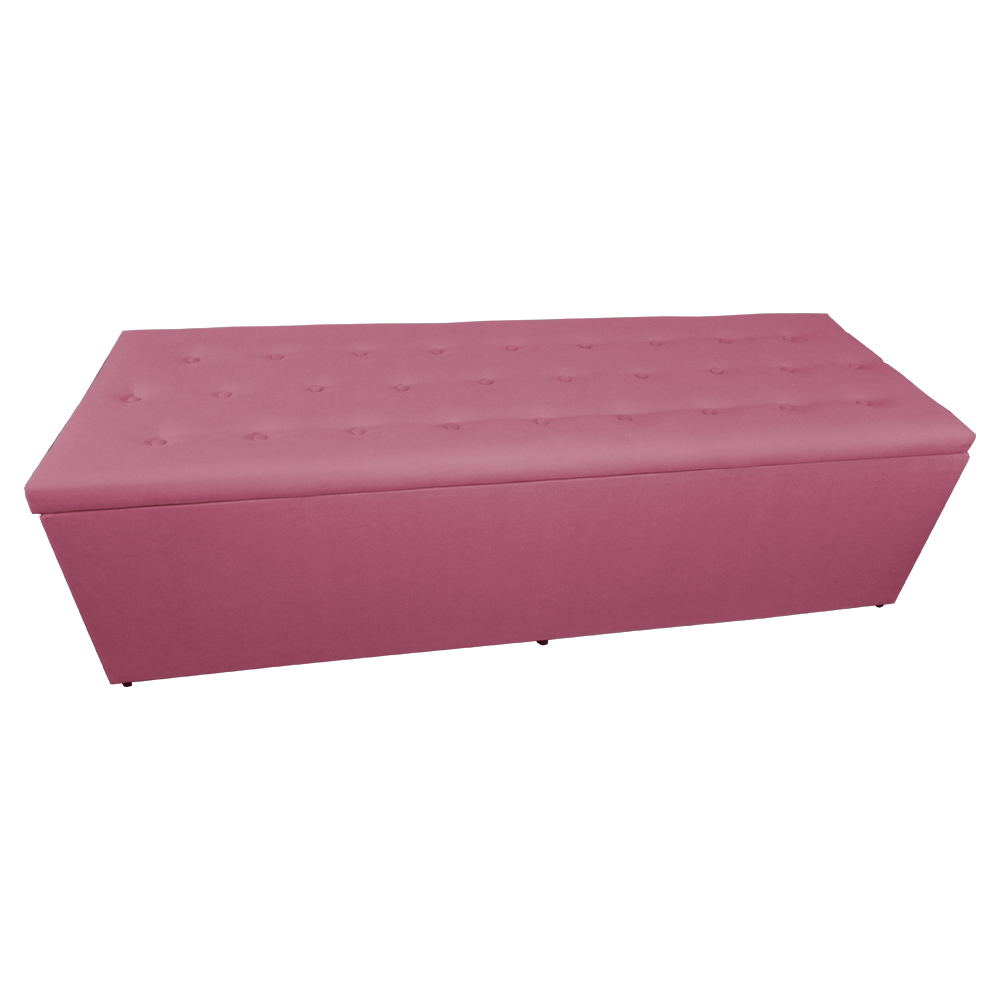 Calçadeira Recamier Baú Solteiro 90cm Juliana Para Cama Box Suede Rosa - DS Estofados