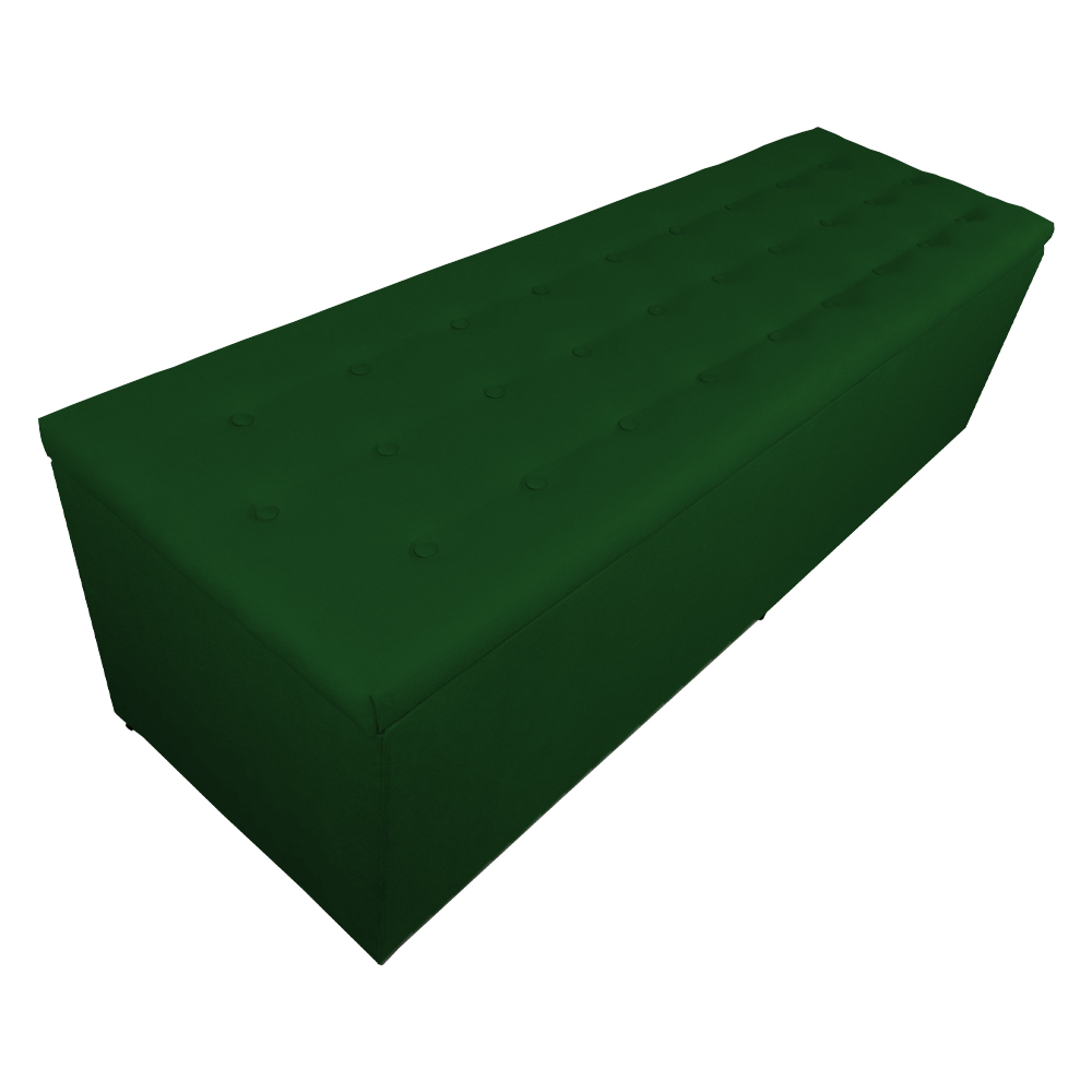 Calçadeira Recamier Baú Solteiro 90cm Juliana Para Cama Box Suede Verde - DS Estofados