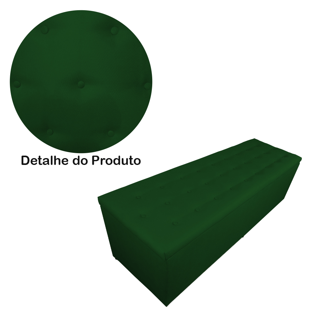 Calçadeira Recamier Baú Solteiro 90cm Juliana Para Cama Box Suede Verde - DS Estofados
