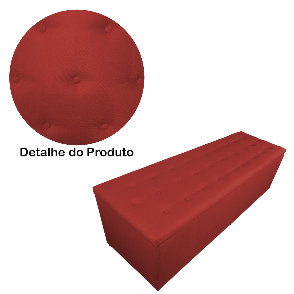 Calçadeira Recamier Baú Solteiro 90cm Juliana Para Cama Box Suede Vermelho - DS Estofados