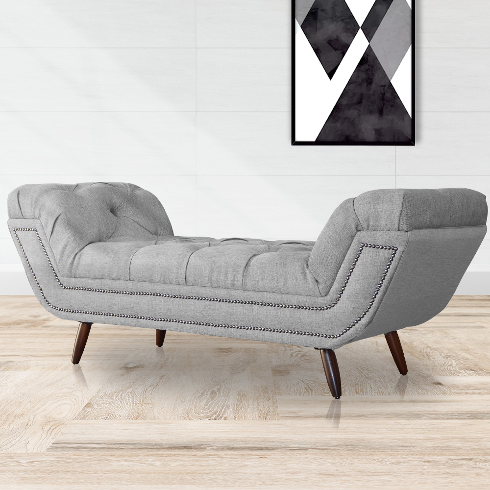 Calçadeira Recamier Sienna Super King Linho Cinza