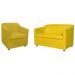 Combo 01 Namoradeira mais 01 Poltrona Decorativa Tilla Pés Cromados Suede Amarelo - DS Estofados