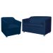 Combo 01 Namoradeira mais 01 Poltrona Decorativa Tilla Pés Cromados Suede Azul Marinho - DS Estofados