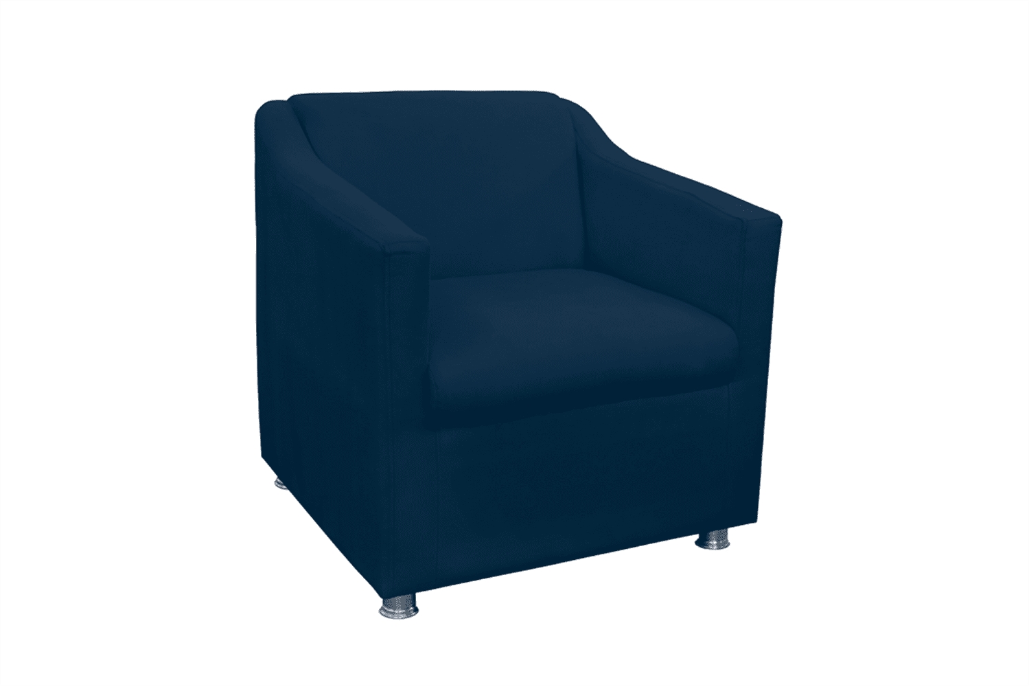 Combo 01 Namoradeira mais 01 Poltrona Decorativa Tilla Pés Cromados Suede Azul Marinho - DS Estofados