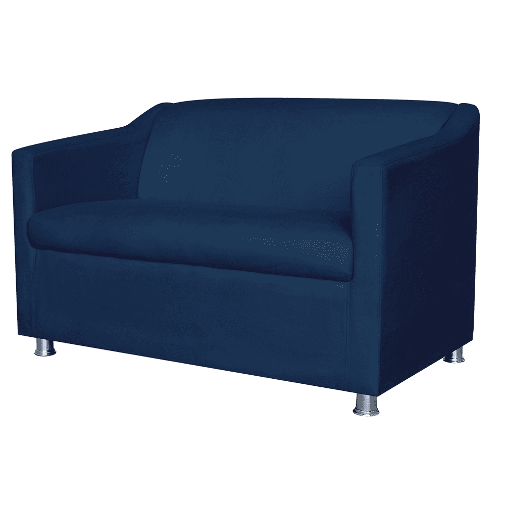 Combo 01 Namoradeira mais 01 Poltrona Decorativa Tilla Pés Cromados Suede Azul Marinho - DS Estofados