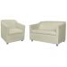 Combo 01 Namoradeira mais 01 Poltrona Decorativa Tilla Pés Cromados Suede Bege - DS Estofados