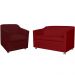 Combo 01 Namoradeira mais 01 Poltrona Decorativa Tilla Pés Cromados Suede Bordô - DS Estofados