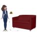 Combo 01 Namoradeira mais 01 Poltrona Decorativa Tilla Pés Cromados Suede Bordô - DS Estofados
