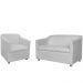 Combo 01 Namoradeira mais 01 Poltrona Decorativa Tilla Pés Cromados Suede Branco - DS Estofados