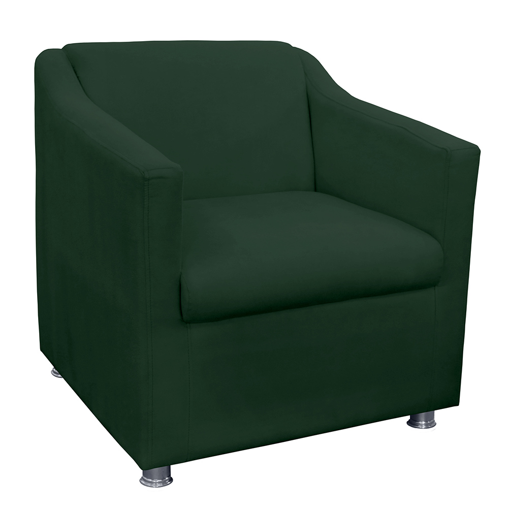 Combo 01 Namoradeira mais 01 Poltrona Decorativa Tilla Pés Cromados Suede Verde - DS Estofados