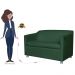 Combo 01 Namoradeira mais 01 Poltrona Decorativa Tilla Pés Cromados Suede Verde - DS Estofados