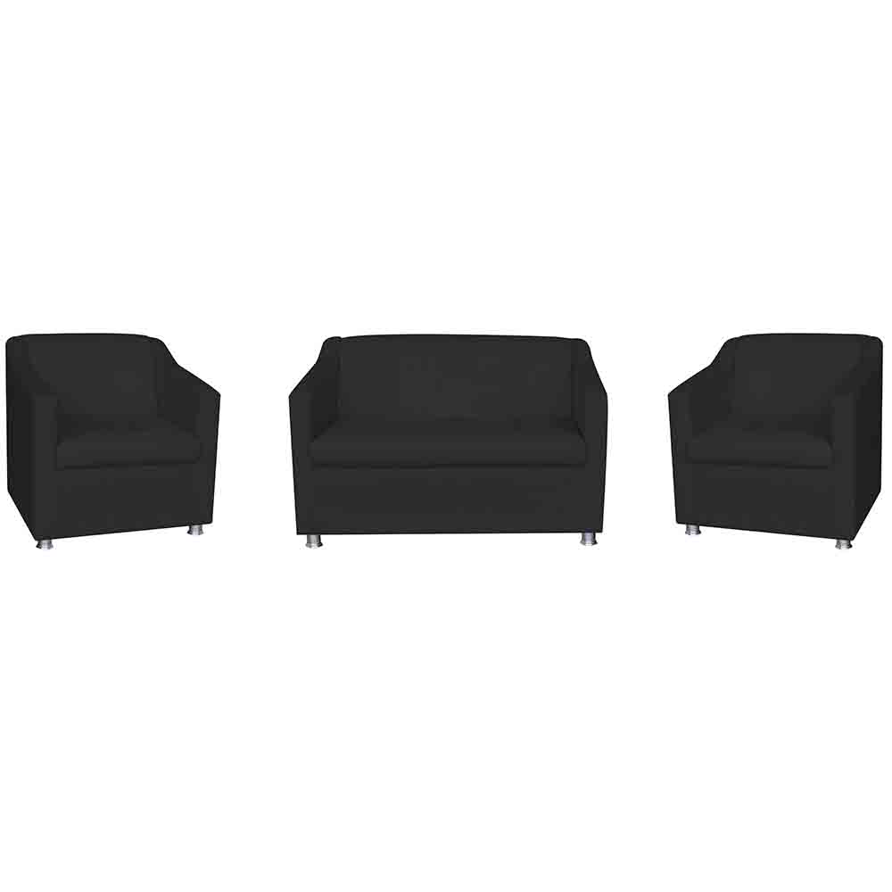 Combo 01 Namoradeira mais 02 Poltrona Decorativa Tilla Pés Cromados Suede Preto - DS Estofados