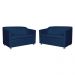 Combo 02 Namoradeira Decorativa Tilla Pés Cromados Suede Azul Marinho - DS Estofados