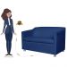 Combo 02 Namoradeira Decorativa Tilla Pés Cromados Suede Azul Marinho - DS Estofados