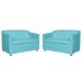 Combo 02 Namoradeira Decorativa Tilla Pés Cromados Suede Azul Turquesa - DS Estofados