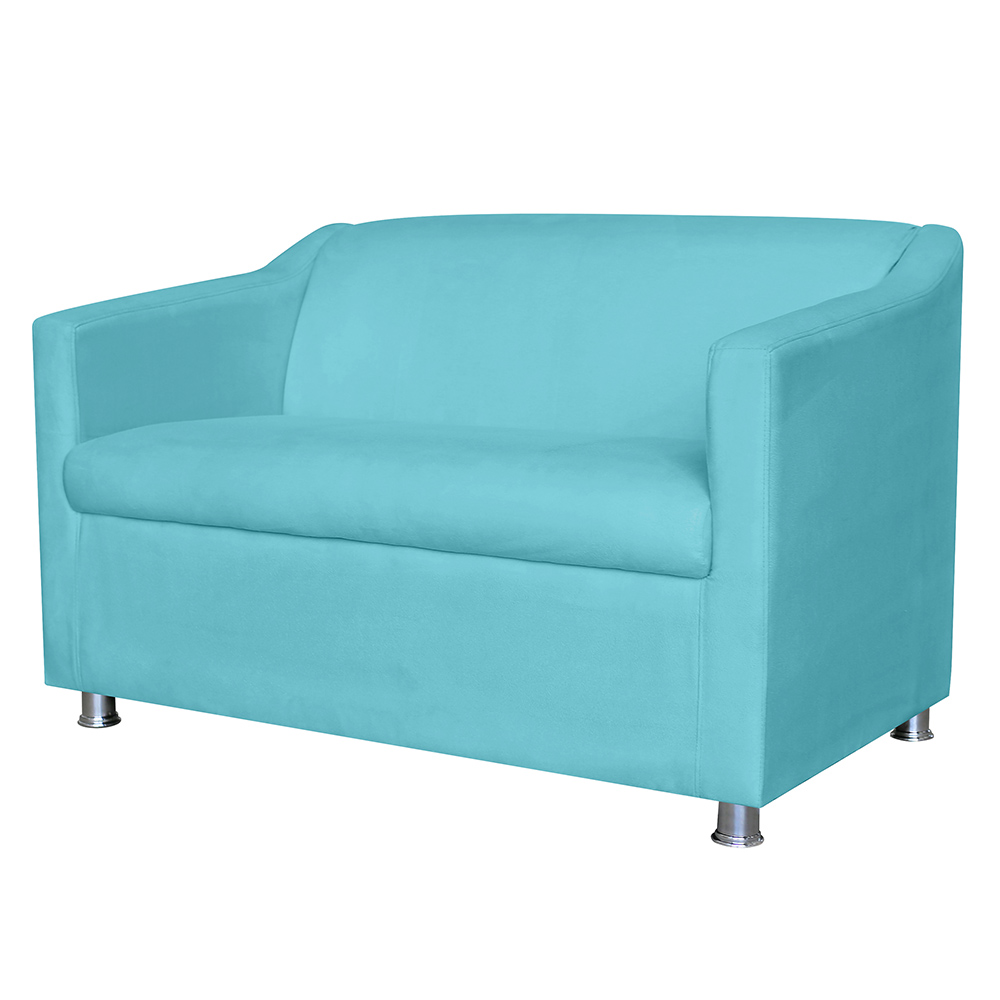 Combo 02 Namoradeira Decorativa Tilla Pés Cromados Suede Azul Turquesa - DS Estofados