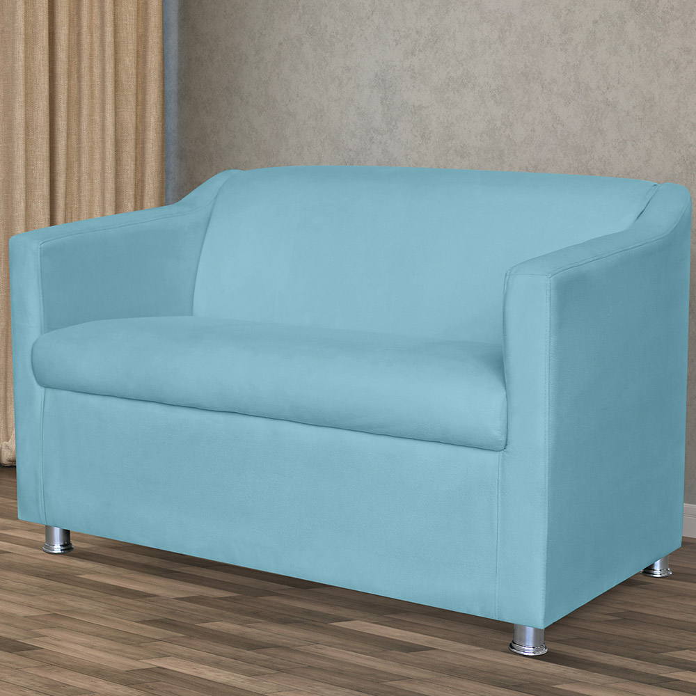 Combo 02 Namoradeira Decorativa Tilla Pés Cromados Suede Azul Turquesa - DS Estofados