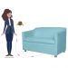 Combo 02 Namoradeira Decorativa Tilla Pés Cromados Suede Azul Turquesa - DS Estofados