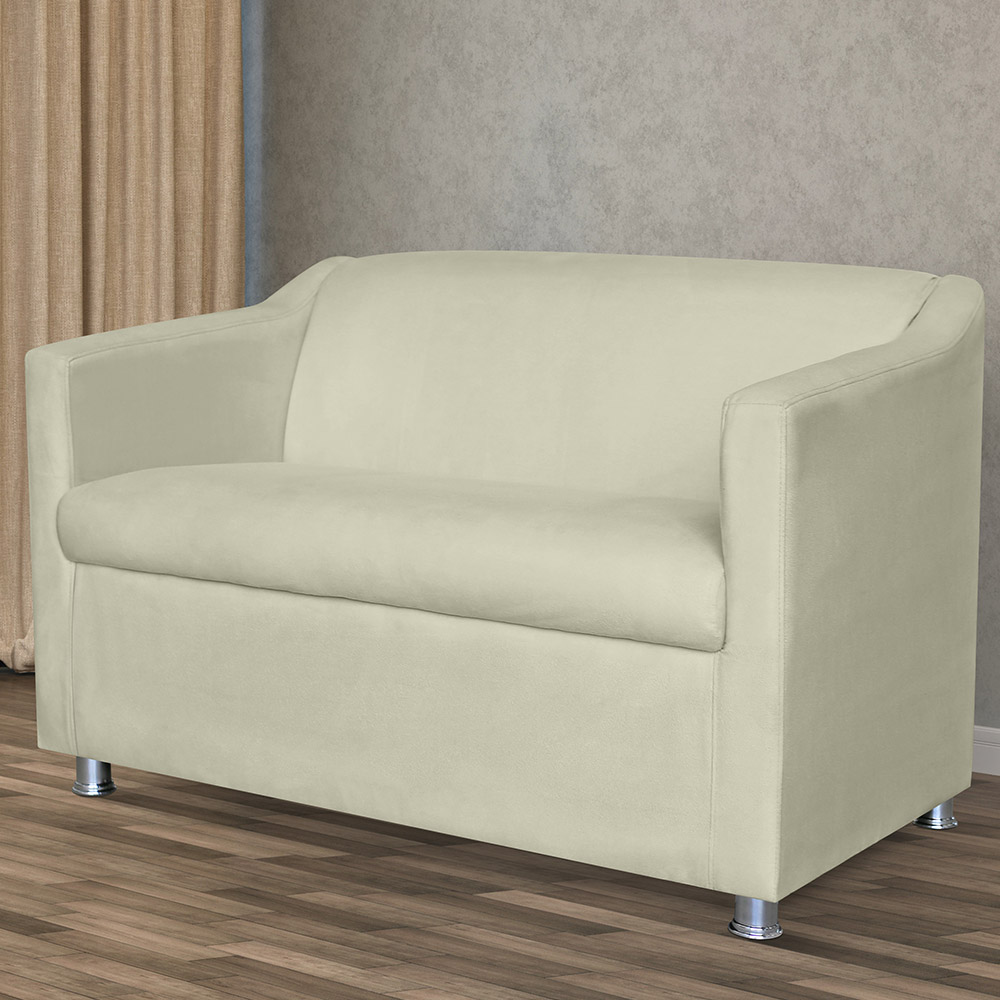 Combo 02 Namoradeira Decorativa Tilla Pés Cromados Suede Bege - DS Estofados