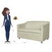 Combo 02 Namoradeira Decorativa Tilla Pés Cromados Suede Bege - DS Estofados