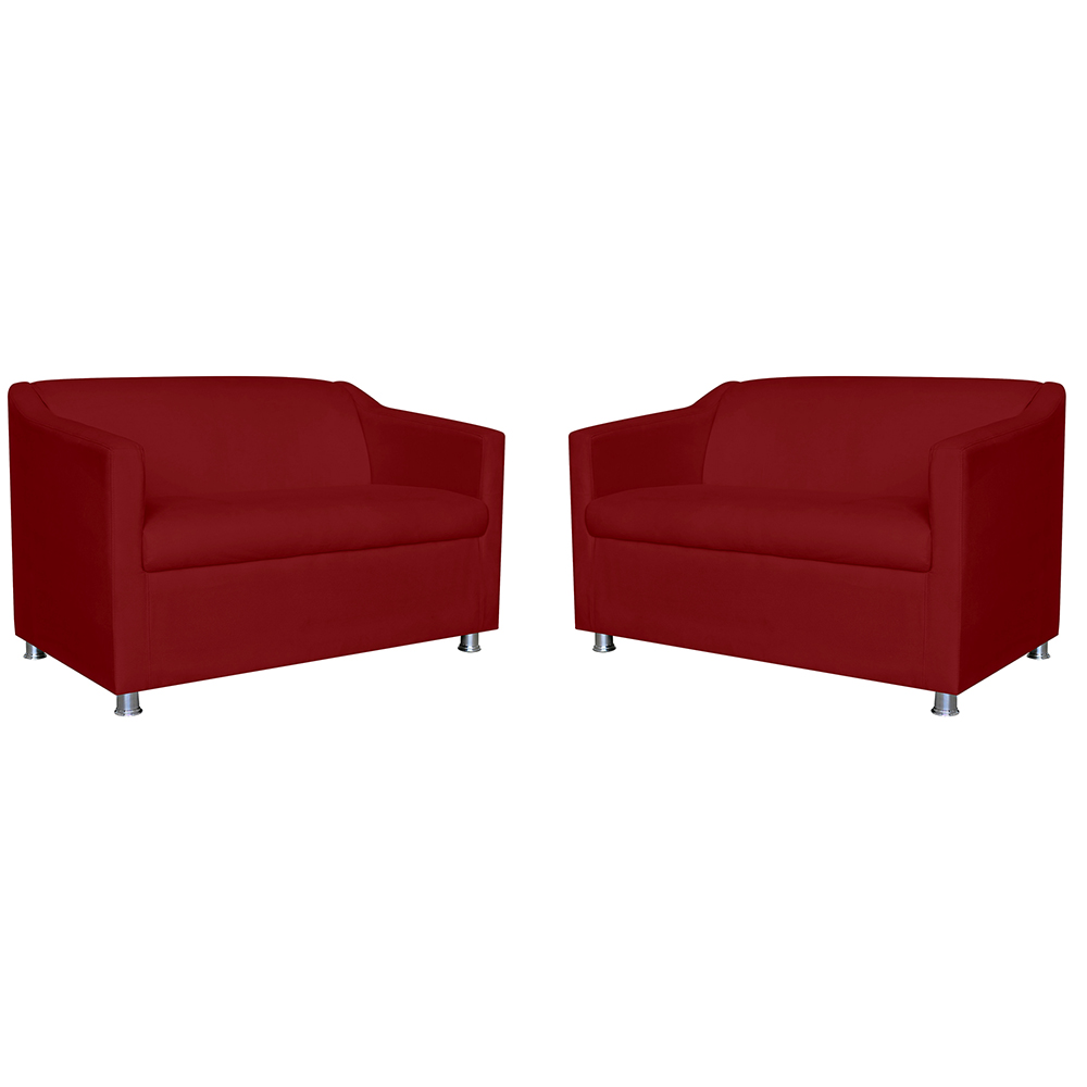 Combo 02 Namoradeira Decorativa Tilla Pés Cromados Suede Bordô - DS Estofados