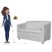 Combo 02 Namoradeira Decorativa Tilla Pés Cromados Suede Branco - DS Estofados