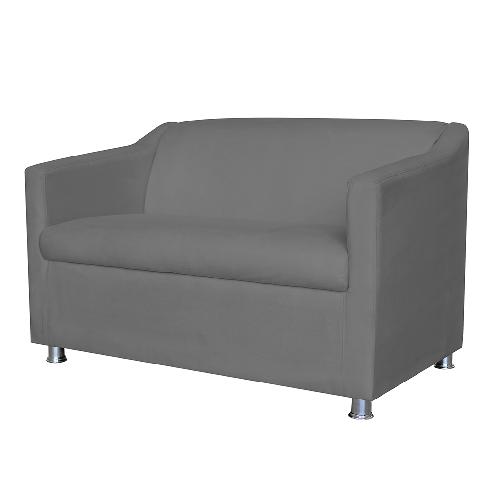 Combo 02 Namoradeira Decorativa Tilla Pés Cromados Suede Cinza - DS Estofados
