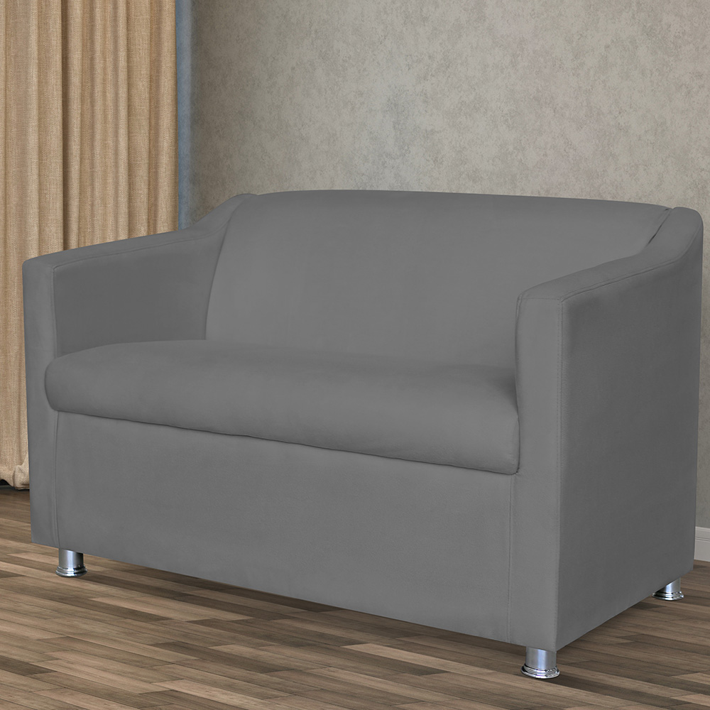 Combo 02 Namoradeira Decorativa Tilla Pés Cromados Suede Cinza - DS Estofados