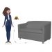 Combo 02 Namoradeira Decorativa Tilla Pés Cromados Suede Cinza - DS Estofados