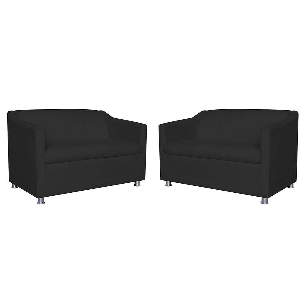 Combo 02 Namoradeira Decorativa Tilla Pés Cromados Suede Preto - DS Estofados