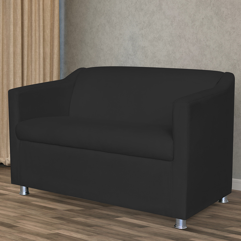 Combo 02 Namoradeira Decorativa Tilla Pés Cromados Suede Preto - DS Estofados