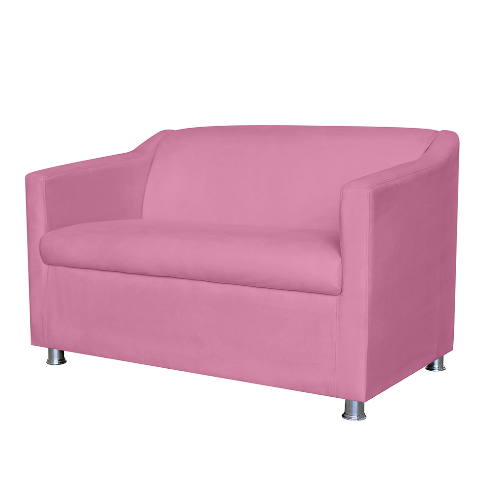 Combo 02 Namoradeira Decorativa Tilla Pés Cromados Suede Rosa - DS Estofados