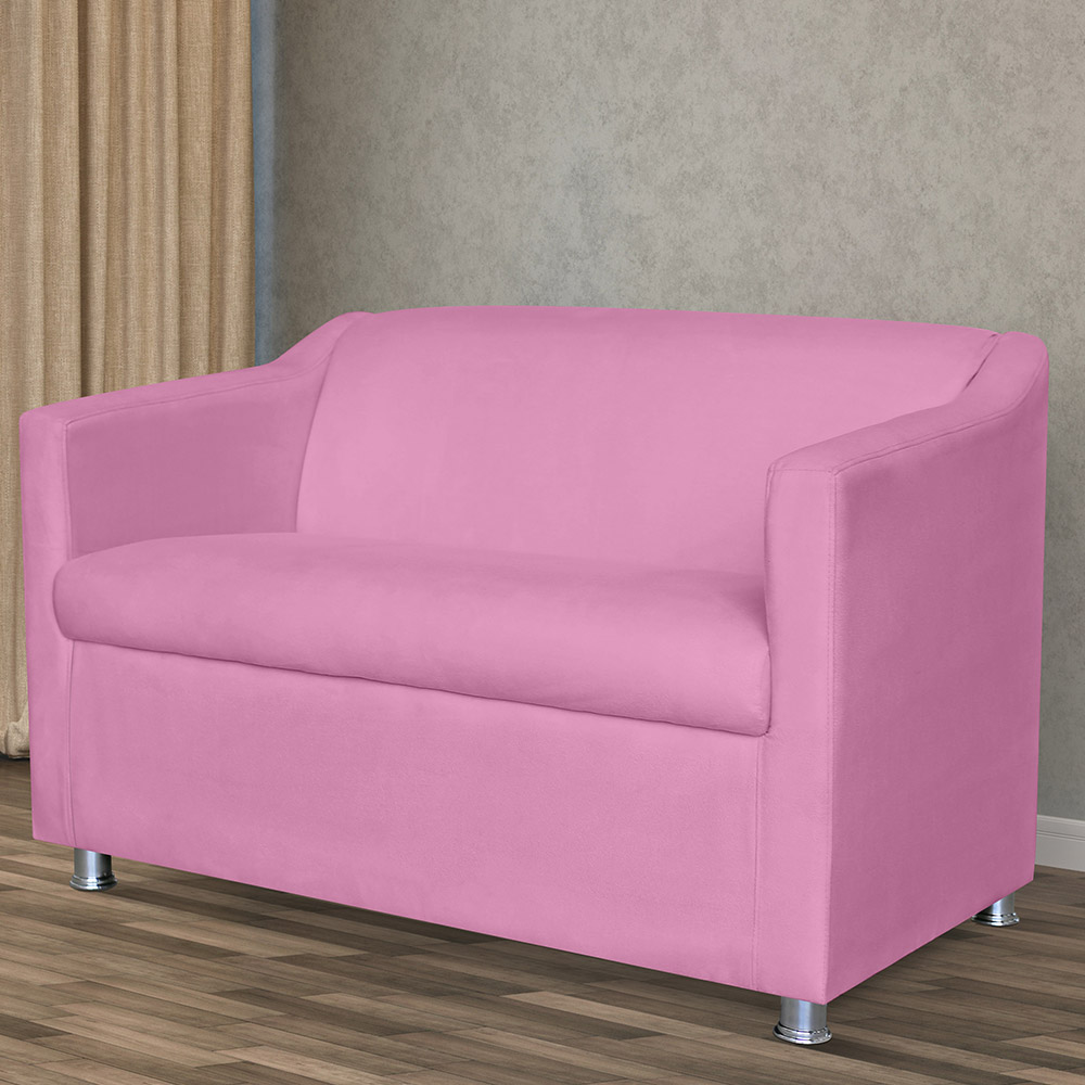 Combo 02 Namoradeira Decorativa Tilla Pés Cromados Suede Rosa - DS Estofados