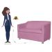 Combo 02 Namoradeira Decorativa Tilla Pés Cromados Suede Rosa - DS Estofados