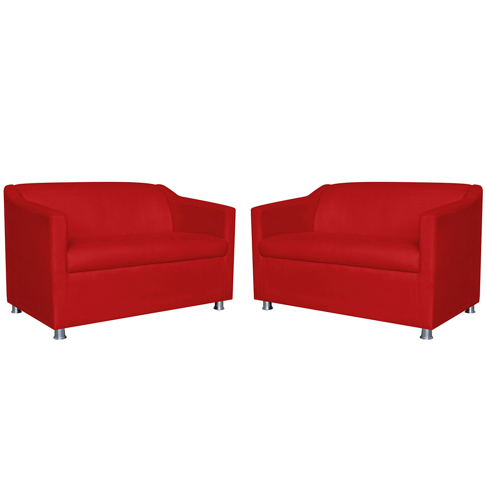 Combo 02 Namoradeira Decorativa Tilla Pés Cromados Suede Vermelho - DS Estofados