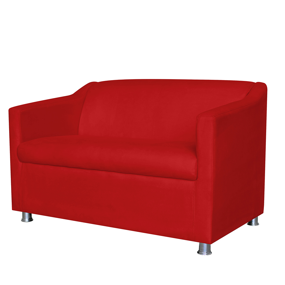 Combo 02 Namoradeira Decorativa Tilla Pés Cromados Suede Vermelho - DS Estofados