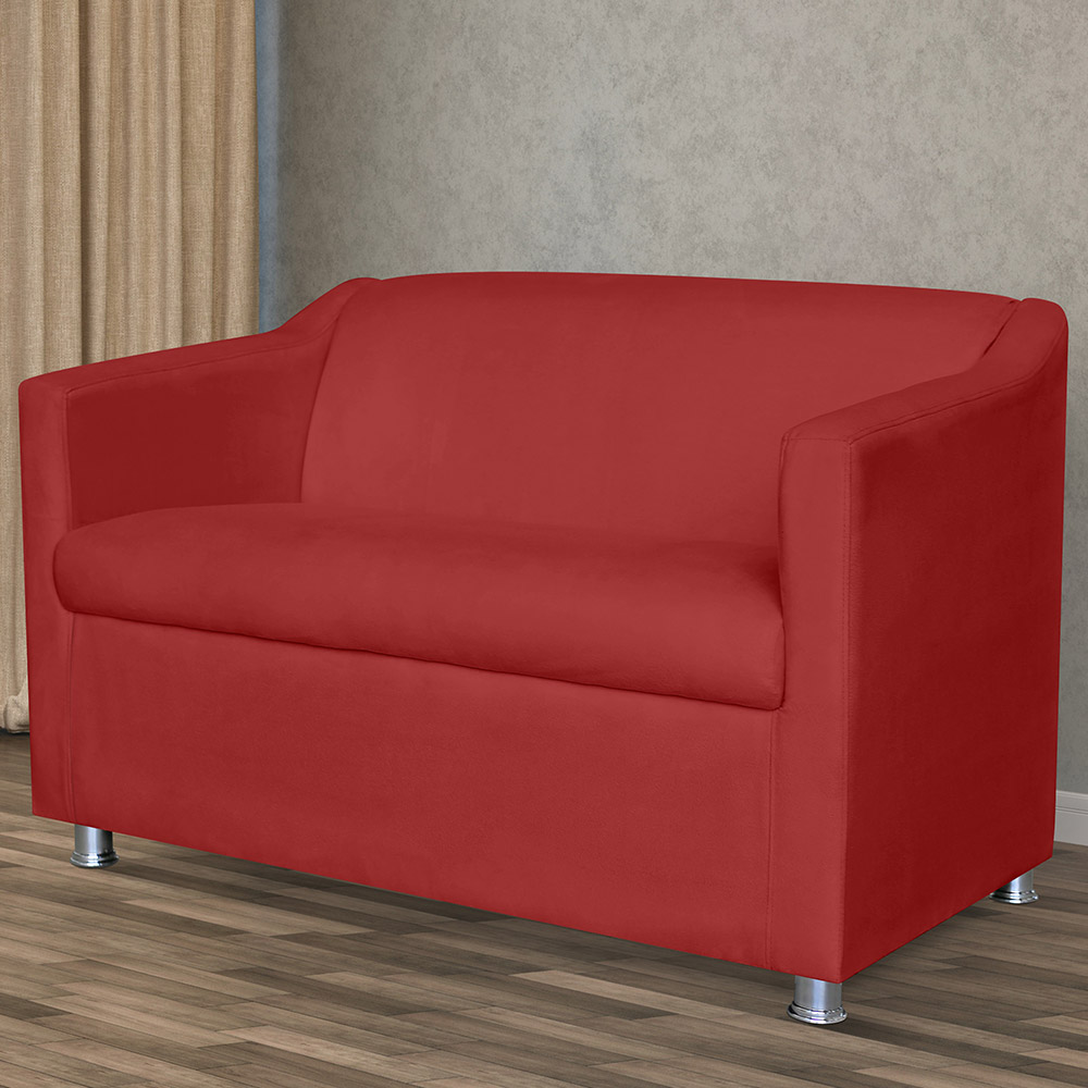 Combo 02 Namoradeira Decorativa Tilla Pés Cromados Suede Vermelho - DS Estofados